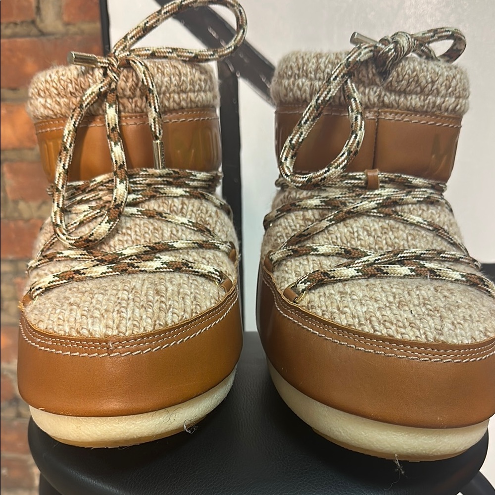 Chloe x Moon Boot Brown and Cream Winter Boot